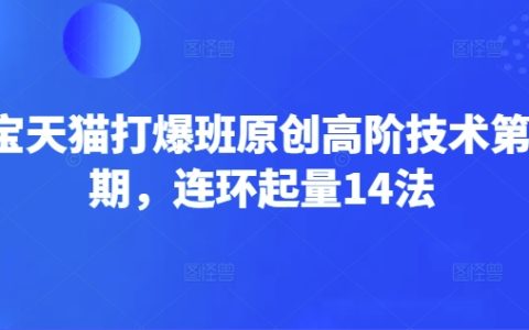 淘宝天猫打爆班:原创高阶技术深度解读,掌握连环起量14法实现店铺爆发(第66期)