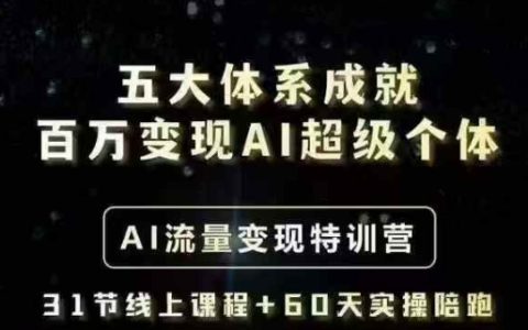 五大体系打造AI超级个体，手把手教你实现百万收入的AI流量变现特训营