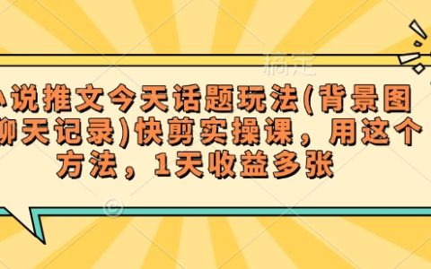 一天赚取多份收益：实战教学快速掌握小说推文话题玩法（含背景图+聊天记录编辑技巧）