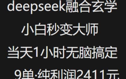抖音小红书DeepSeek深度学习融合教程，零基础快速掌握，1小时内轻松完成9单，纯利润过千