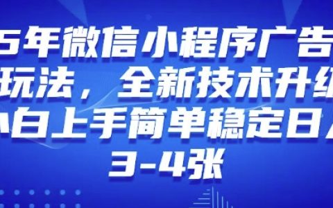 2025年微信小程序最新运营技巧，纯小白也能轻松上手，实现稳定日收入，全新技术全面升级【全方位揭秘】
