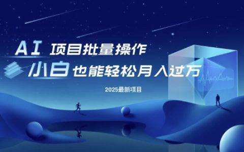 2025年副业新风口：批量操作项目教学，小白也能月入过万，项目模式可复制可放大