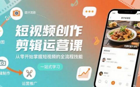 短视频创作剪辑运营课，从零开始掌握短视频的全流程技能