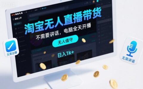 淘宝无人直播带货，不需要出镜，不需要讲话，电脑全天开播，轻松上手，日入1k+【揭秘】