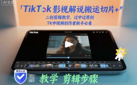 TikTok影视解说搬运切片+二创剪辑教学，过中过原创，TK中视频创作者新手必看