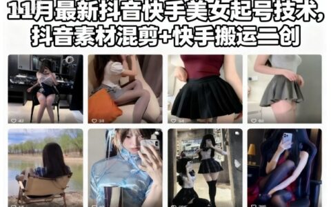 11月最新抖音快手美女起号技术，抖音素材混剪+快手搬运二创