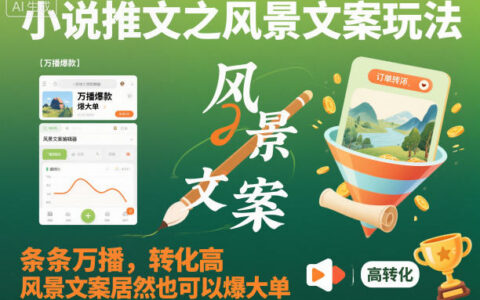 小说推文之风景文案玩法，条条万播，转化高，风景文案居然也可以爆大单！