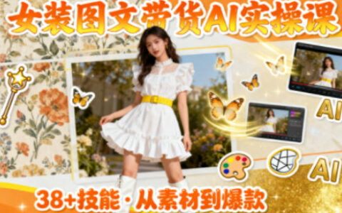 女装图文带货的AI实操课，覆盖38个实用技能，快速提升素材制作效率