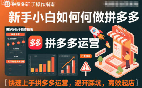 新手小白如何做拼多多，快速上手拼多多运营，避开踩坑，高效起店
