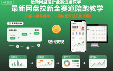 最新网盘拉新全赛道陪跑教学，0投入操作简单，一周内就可以见到成果