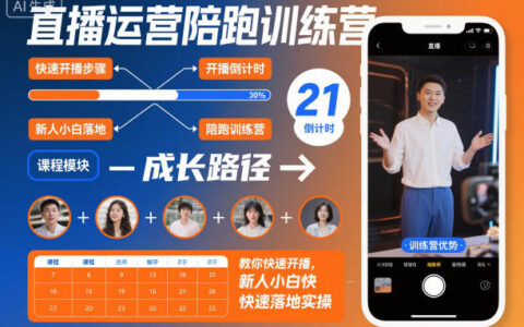 直播运营陪跑训练营，教你快速开播，新人小白快速落地实操