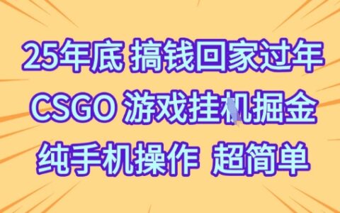 25年底搞钱回家过年，CSGO游戏挂G掘金，纯手机操作超简单【揭秘】