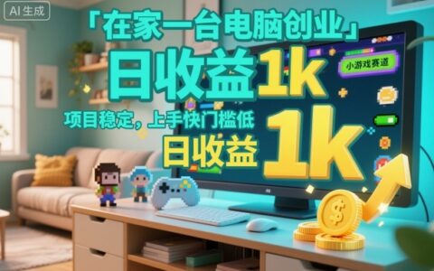 在家一台电脑创业，小游戏赛道，项目稳定，上手快门槛低，日收益1k+【揭秘】