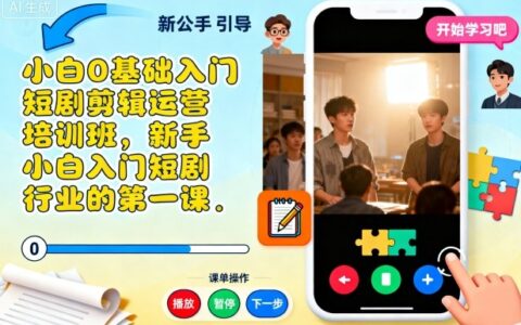 小白0基础入门短剧剪辑运营培训班，新手小白入门短剧行业的第一课