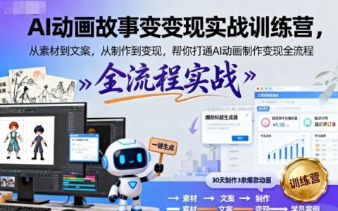 AI动画故事变现实战训练营，从素材到文案，从制作到变现，帮你打通AI动画制作变现全流程