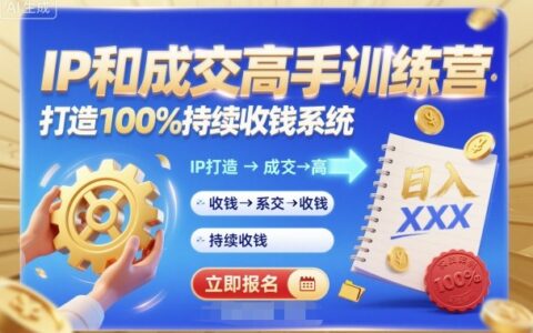 带你成为IP和成交高手的训练营，打造100%持续收钱系统