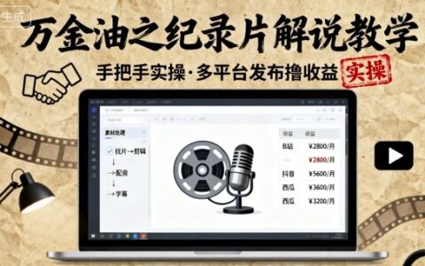 万金油之纪录片解说教学，手把手教你，完全实操，多平台发布撸收益