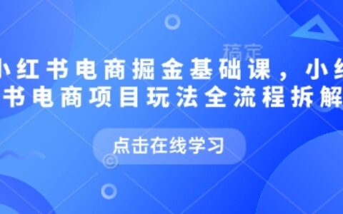 小红书电商掘金课，小红书电商项目玩法全流程拆解（更新9月）