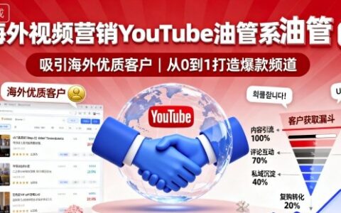 海外视频营销YouTube油管系列课程，吸引海外优质客户