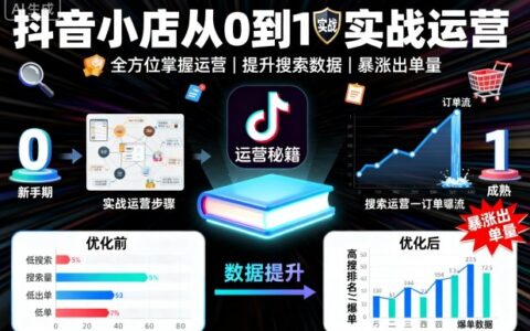抖音小店从0到1实战运营，帮你全方位掌握小店运营，提升搜索数据与出单量