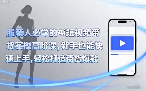 服装人必学的Ai短视频带货实操高阶课，新手也能快速上手，轻松打造带货爆款