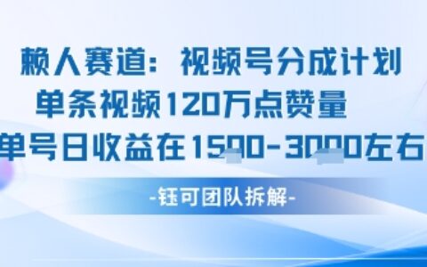 视频号分成计划新赛道玩法，单条收益突破了120W，综合收益在3k上下
