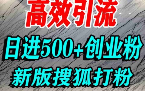 怎么打创业粉？搜狐网打精准创业粉，打粉引流教程，单人日引500+精准创业粉
