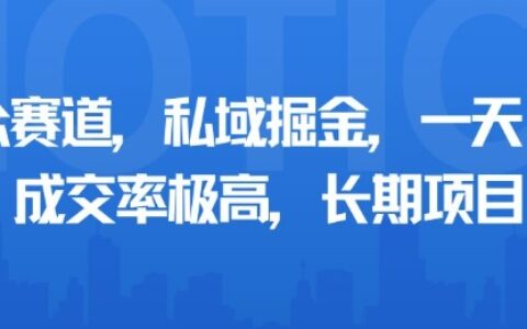小众赛道，私域掘金，一天多张，成交率极高，长期项目