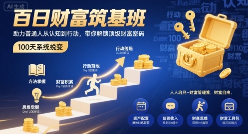 百日财富筑基班，助力普通人从认知到行动，带你解锁顶级财富密码