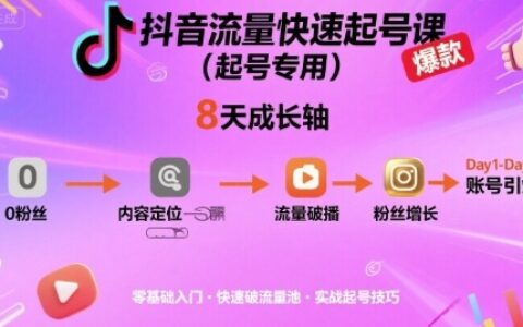 抖音流量快速起号课（起号专用），8天带你做爆自己的账号