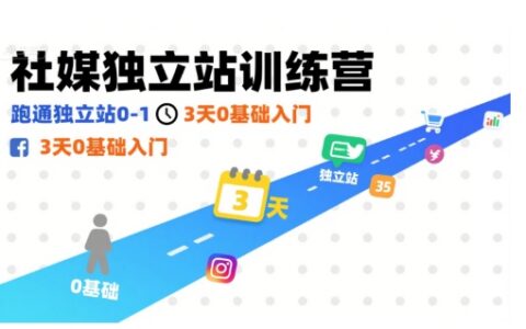 社媒独立站训练营，跑通独立站0-1，3天0基础入门