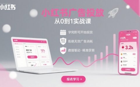 小红书广告投放从0到1的实战课，学完即可开始投放，拒绝无效广告消耗