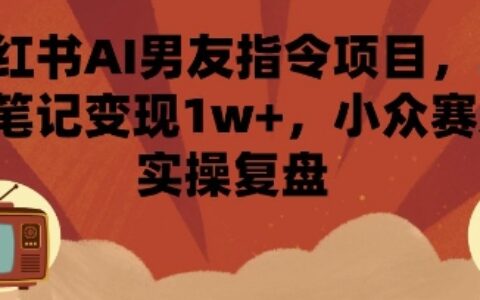 小红书AI男友指令项目，单条笔记变现1w+，小众赛道实操复盘