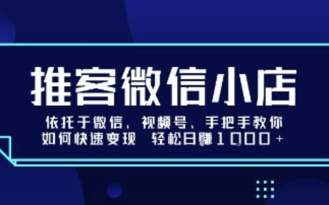 推客微信小店依托于微信、视频号，手把手教你如何快速变现 轻松日入1k+【揭秘】