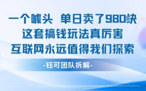 一个噱头单日卖了980米 这套搞钱玩法真厉害 互联网永远值得我们探索