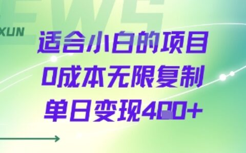 适合小白的项目0成本无限复制单日变现4张+