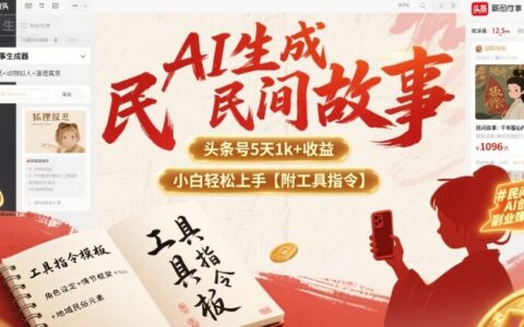 AI生成民间故事，头条号5天1k+，小白轻松上手【附工具指令】