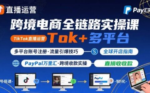 跨境电商线上课，TikTok 直播运营 + 多平台账号注册 + PayPal 万里汇实操教程