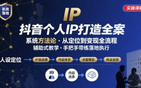 抖音个人IP系统落地实操大课，实操课程，辅助落地