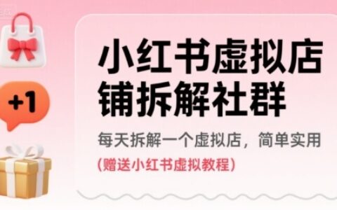 小红书虚拟店铺拆解社群，每天拆解一个虚拟店，简单实用(赠送小红书虚拟教程)
