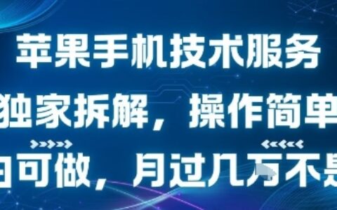苹果手机技术服务，独家拆解，操作简单，小白可做，月过1W不是梦