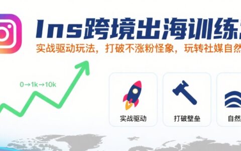 Ins跨境出海训练营，实战驱动玩法，打破不涨粉怪象，玩转社媒自然流量