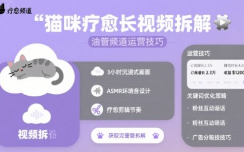 猫咪疗愈长视频拆解 &油管频道运营技巧