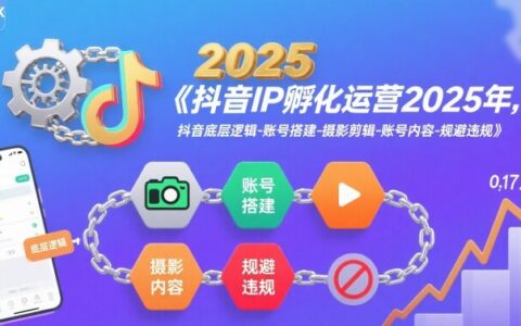 抖音IP孵化运营2025年，抖音底层逻辑-账号搭建-摄影剪辑-账号内容-规避违规