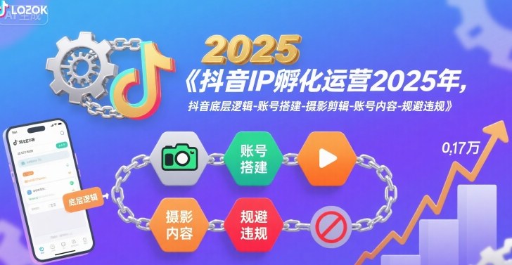 抖音IP孵化运营2025年，抖音底层逻辑-账号搭建-摄影剪辑-账号内容-规避违规