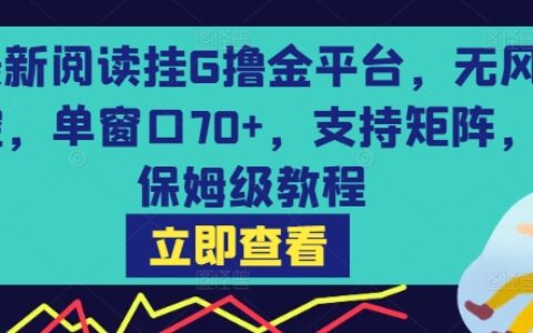 最新阅读挂G撸金平台，无风控，单窗口70+，支持矩阵，保姆级教程【揭秘】