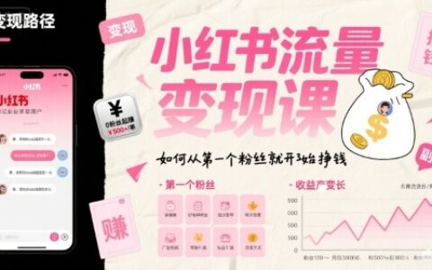 小红书流量变现课，如何从第一个粉丝就开始挣钱