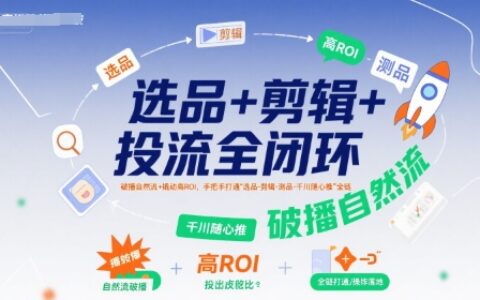 选品+剪辑+投流全闭环，破播自然流+撬动高ROI，手把手打通“选品-剪辑-测品-千川随心推”全链