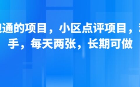 新跑通的项目，小区点评项目，动动手，每天两张，长期可做