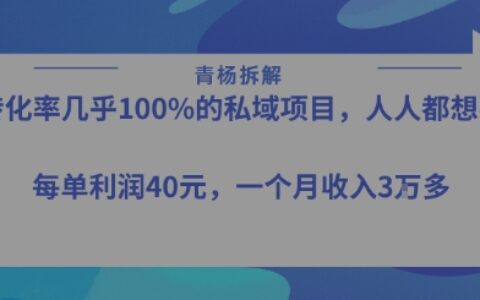 转化率最高的私域项目，每单利润40-50米，月入过1w